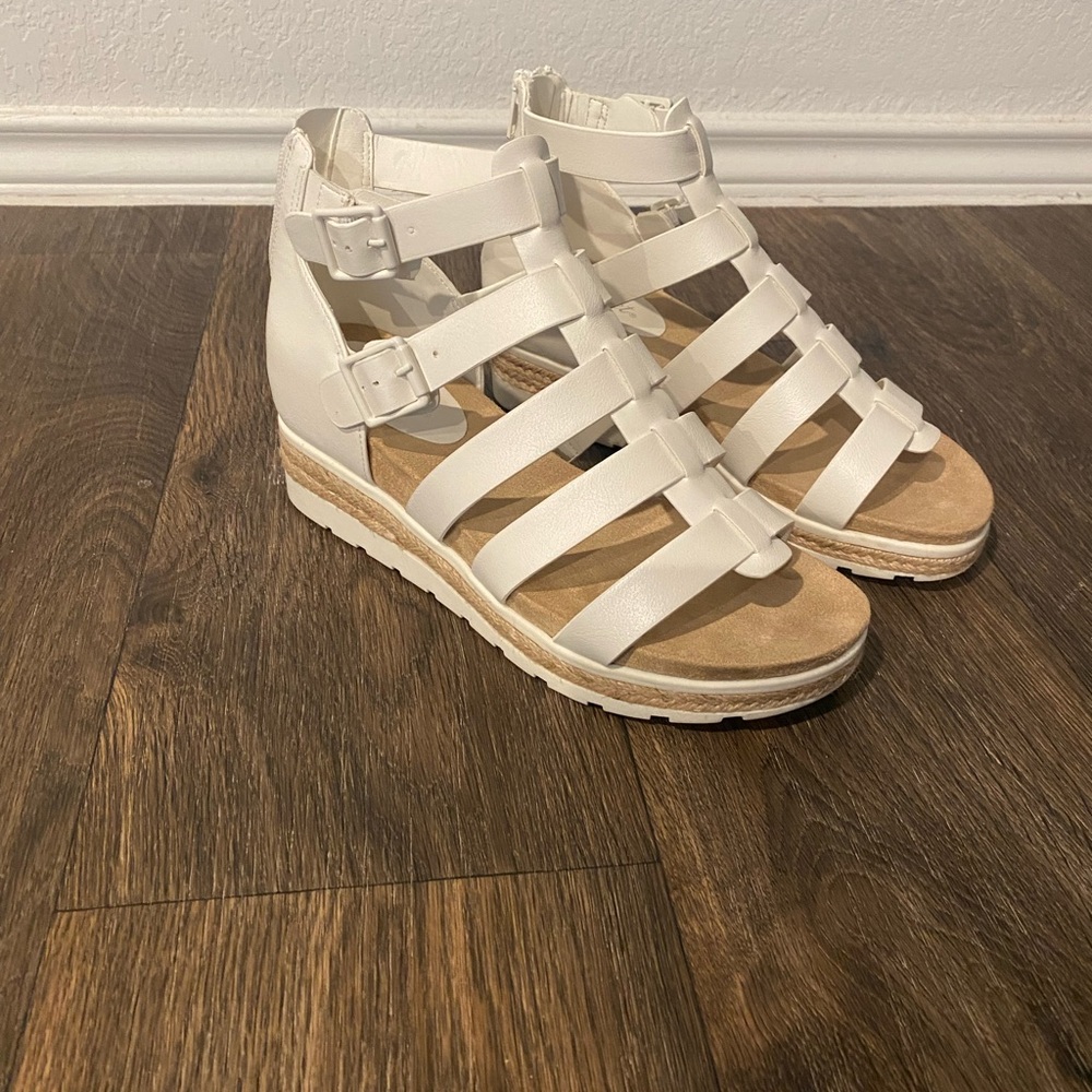 Women's White Wedge Gladiator Sandals